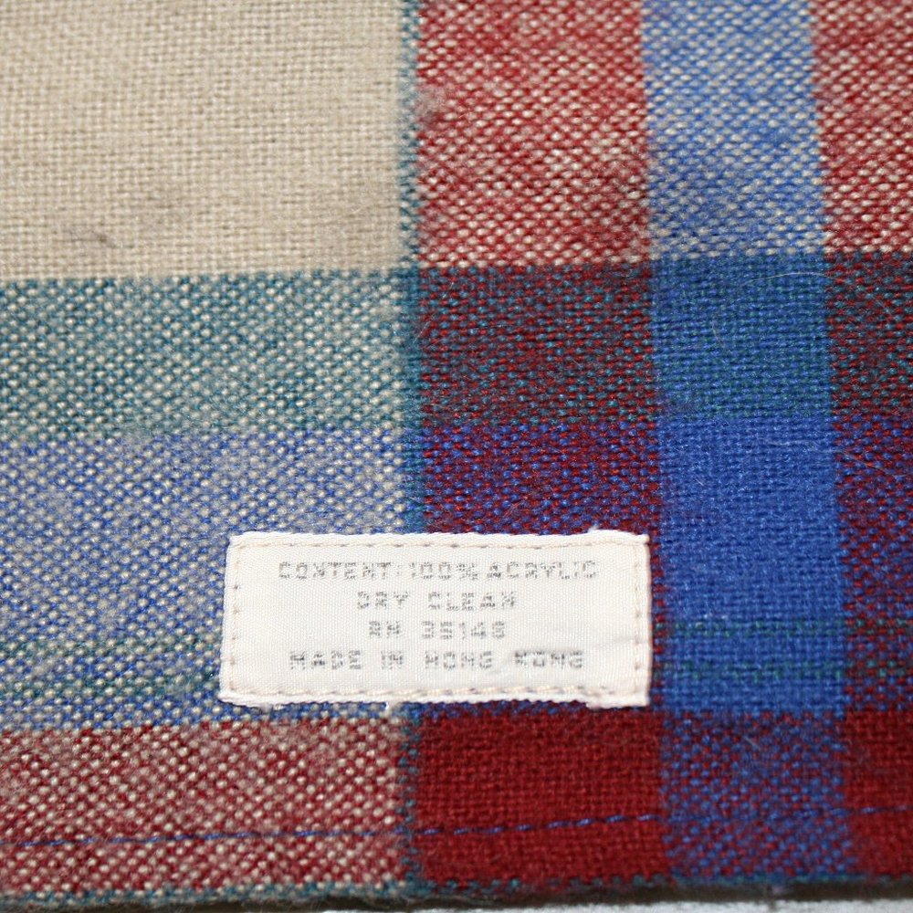 VINTAGE Misty Harbor Scarf Men's Plaid Multicolor Acrylic Unisex Red Blue - Picture 4 of 13